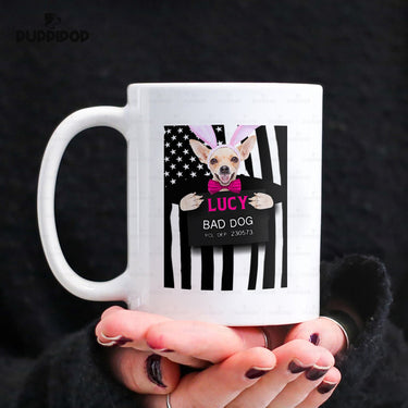 Personalized Dog Gift Idea - Bad Dog Girl With Rabbit Ear For Dog Lovers - White Mug